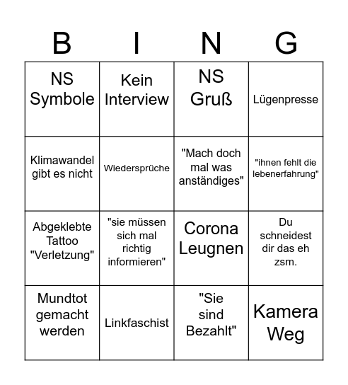 Absolut Rechter Müll Bingo Card