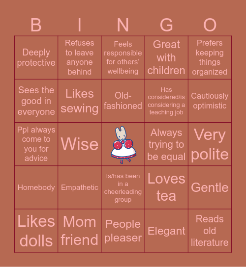 TAOHK&I Kinnies - Marroncream Bingo Card