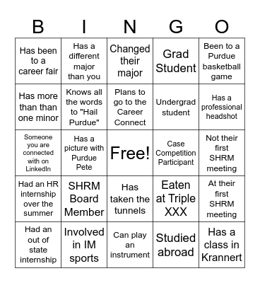 SHRM BINGO Card