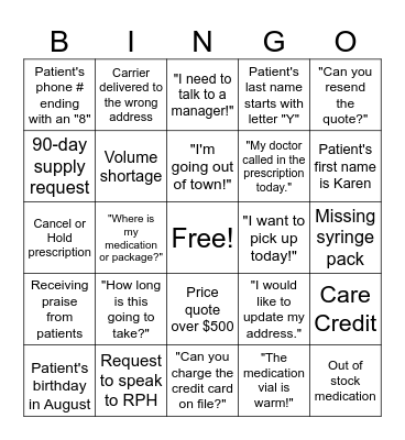 Central Wellness CSR Bingo Card