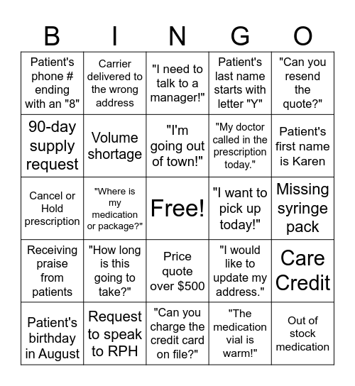 Central Wellness CSR Bingo Card
