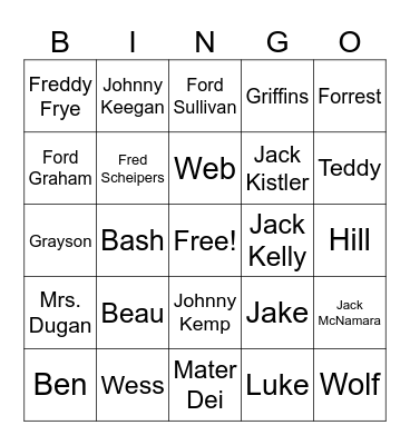 Mater Dei First Grade Bingo Card