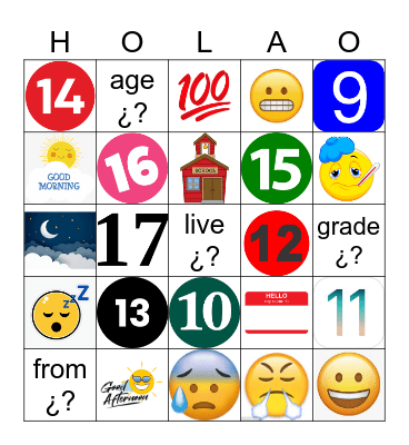 ¡Hola! Bingo Card