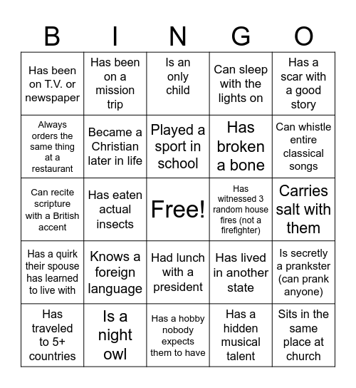 Find Someone Who... Bingo Card
