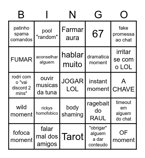 BAHINGO Bingo Card