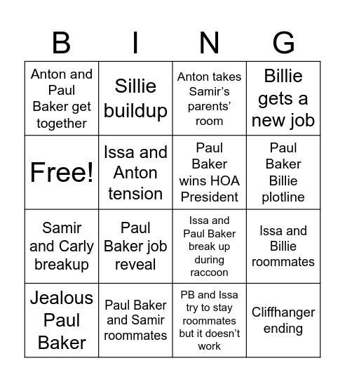 Adults Theories and Predictions Bingo Card