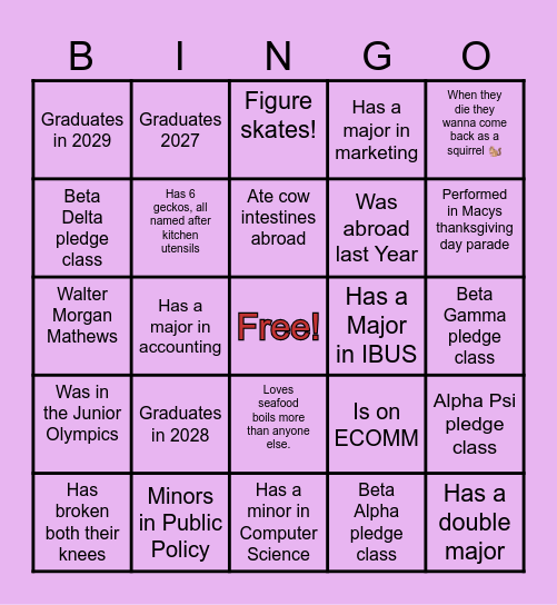 Which Brother... Bingo Card
