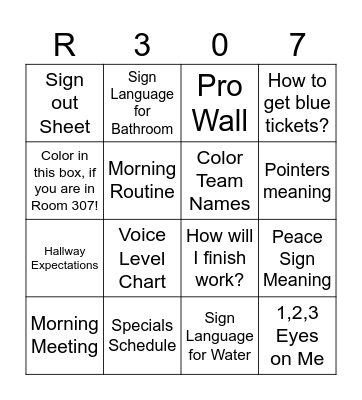 3rd Grade Bingo Card