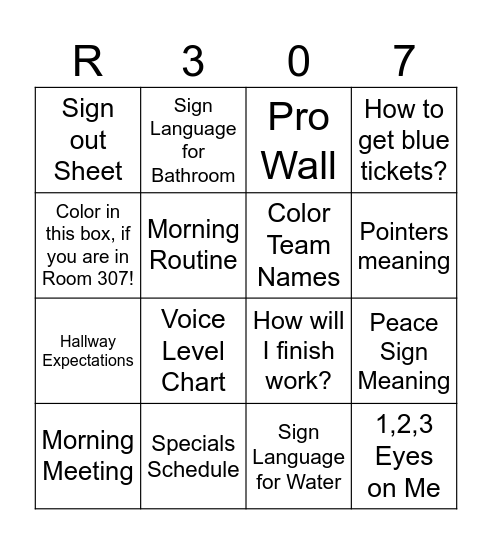 3rd Grade Bingo Card