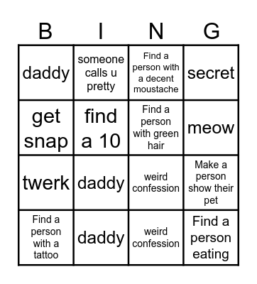 Omegle Bingo Card