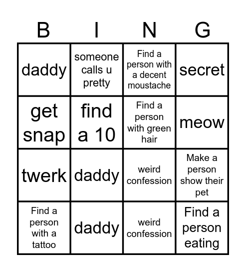 Omegle Bingo Card