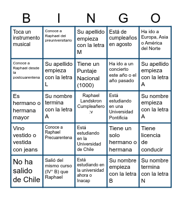 Rapha N19 :P Bingo Card