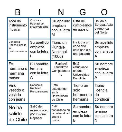 Rapha N19 :P Bingo Card