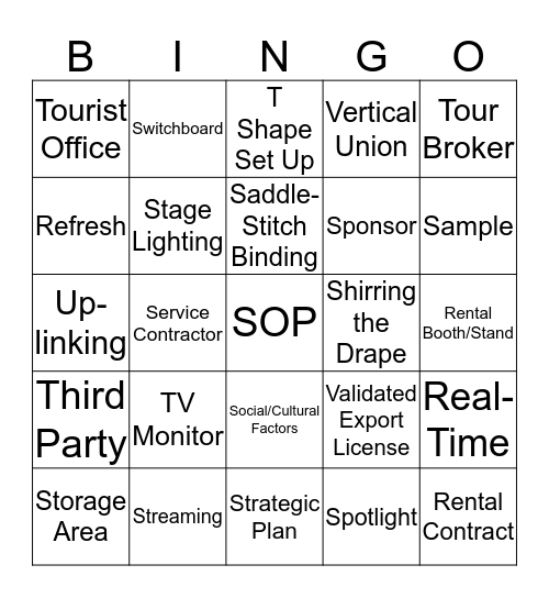 APEX GLOSSARY: R S T U V Bingo Card