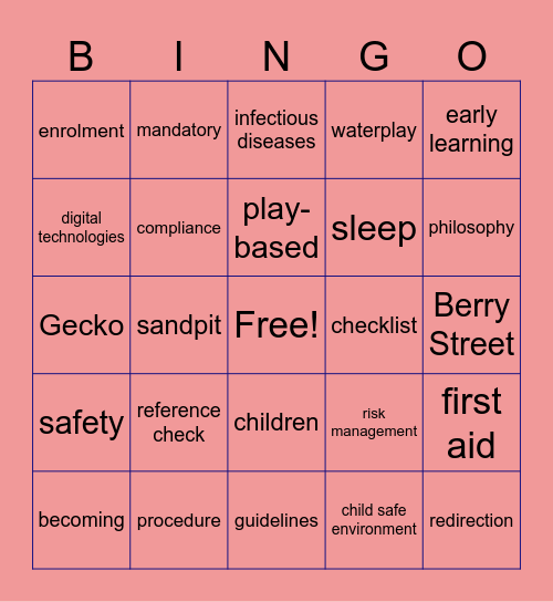 Preschool Bingo Card