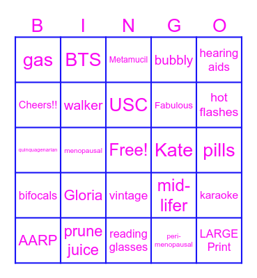 50th birthday for the ladies Bingo Card