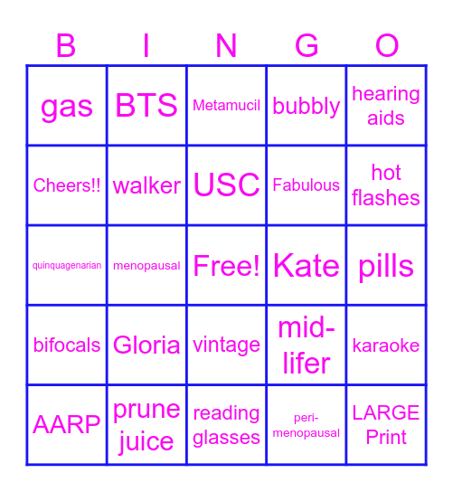 50th birthday for the ladies Bingo Card