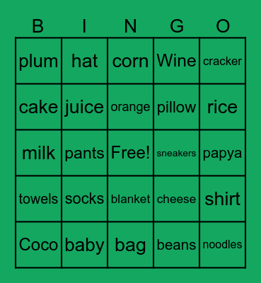 B Bingo Card