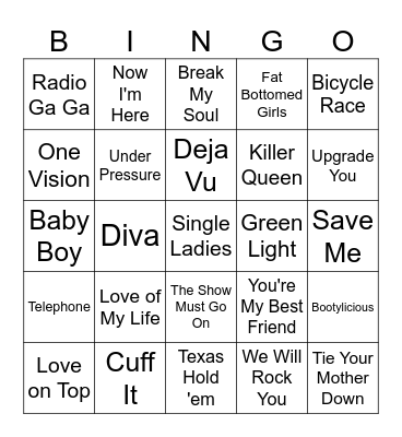 Killer Queens - Happy Bday Freddie Mercury & Beyonce Bingo Card