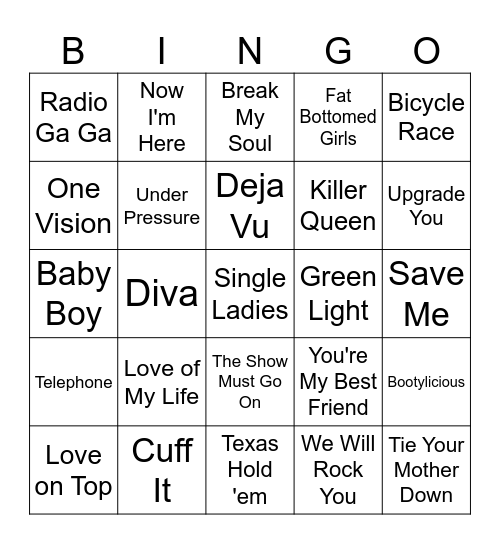 Killer Queens - Happy Bday Freddie Mercury & Beyonce Bingo Card