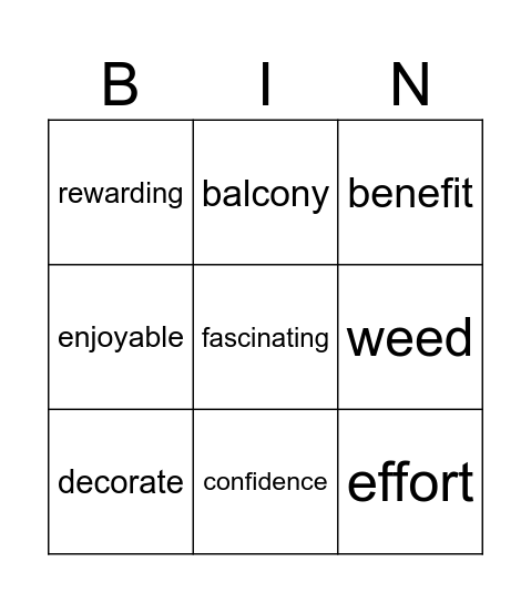 review U1 Bingo Card