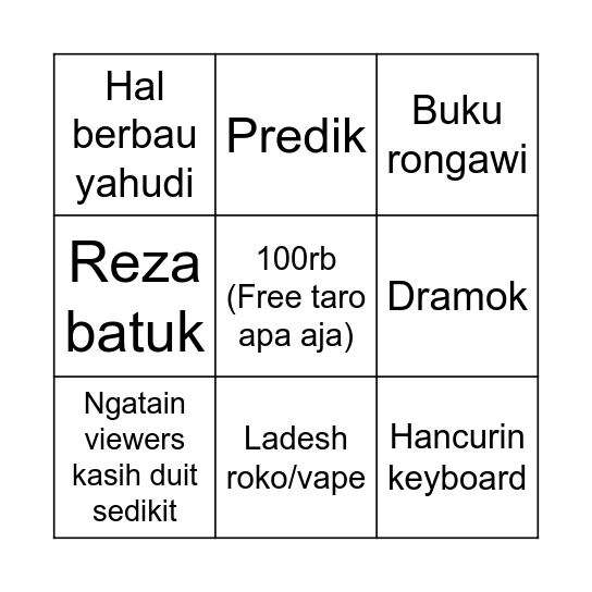 Bingo reza auditore Bingo Card