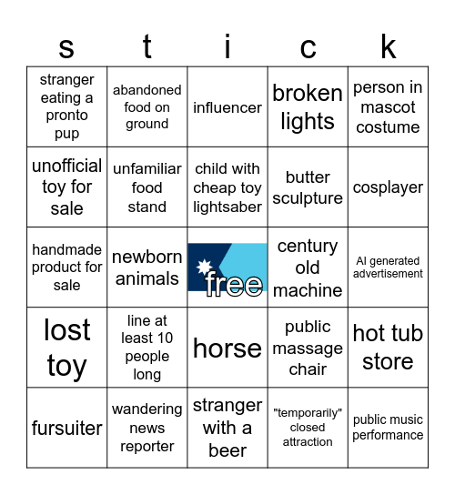 Minnesota State Fair Bingo Card