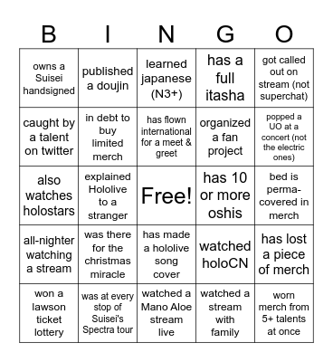 Impossible Holo- Bingo Card