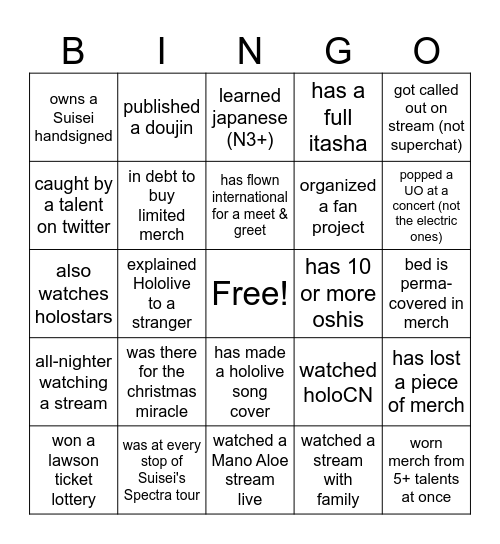 Impossible Holo- Bingo Card