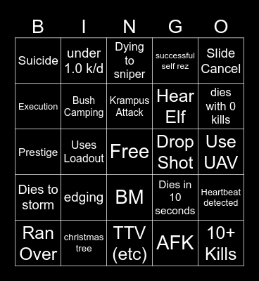 Big Puffer Warzone Bingo Card