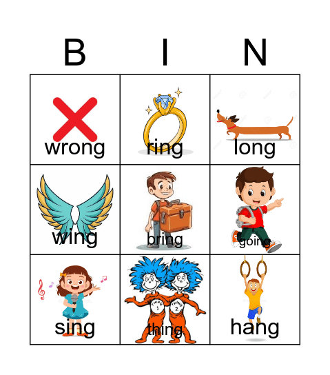 NG speech Bingo Card
