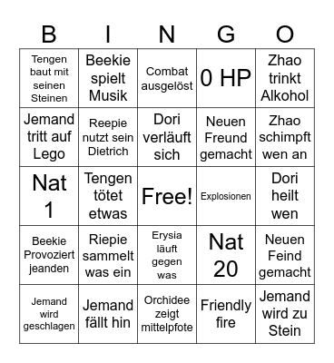 Bingo der Steine Bingo Card