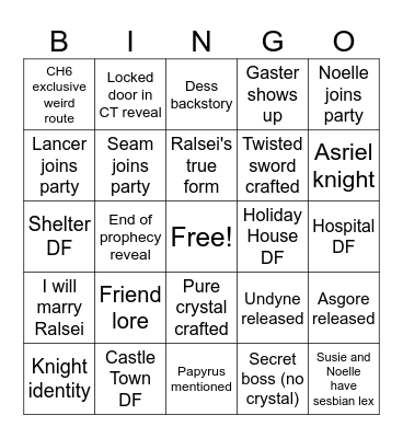 DELTARUNE CH6 BINGO Card