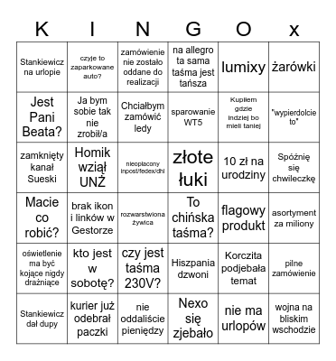 Projekt oświetlenia Bingo Card