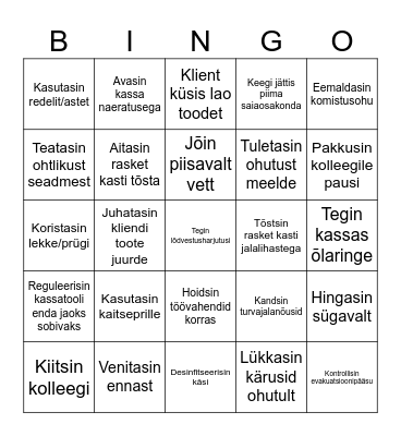 Poe ohutusbingo I Bingo Card