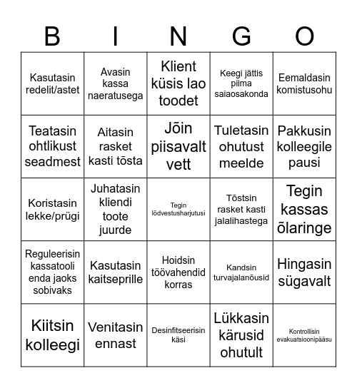 Poe ohutusbingo I Bingo Card