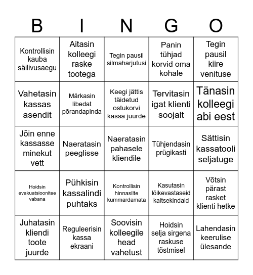 Poe ohutusbingo II Bingo Card