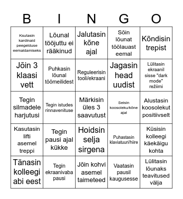 Kontori ohutusbingo I Bingo Card