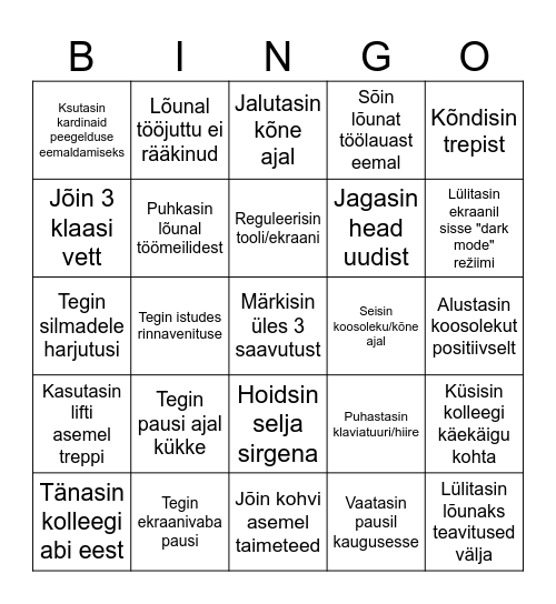 Kontori ohutusbingo I Bingo Card