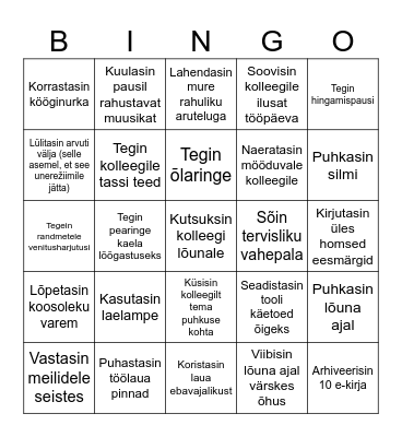 Kontori ohutusbingo II Bingo Card