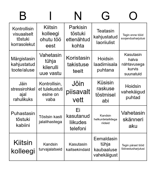 Lao ohutusbingo I Bingo Card