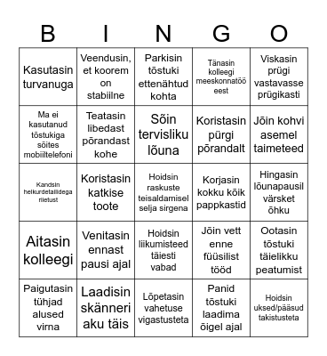 Lao ohutusbingo II Bingo Card