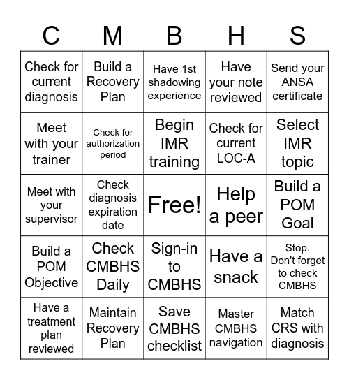 CMBHS Bingo Card