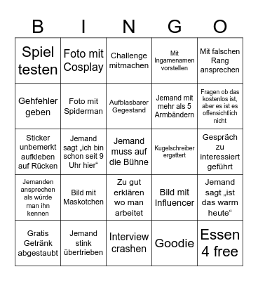 Gamescom Bingo Card