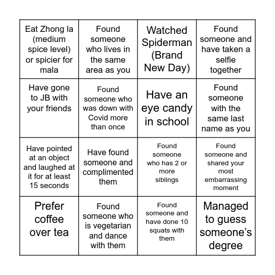 Cross the below out if you... Bingo Card