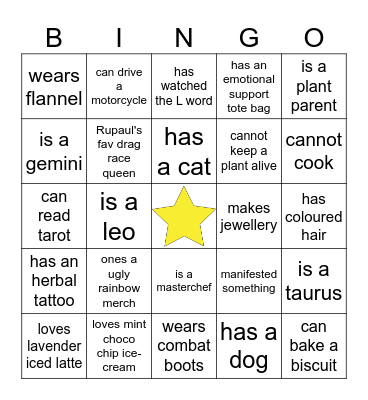 find the one who(se) Bingo Card