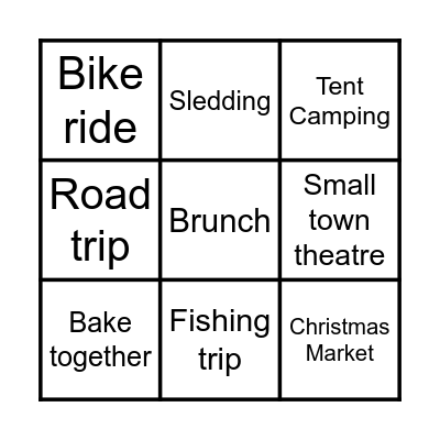 Date Bingo Year 2 Bingo Card