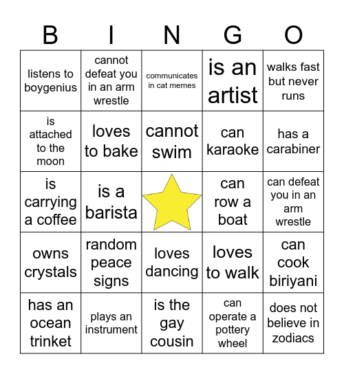 find someone who Bingo Card