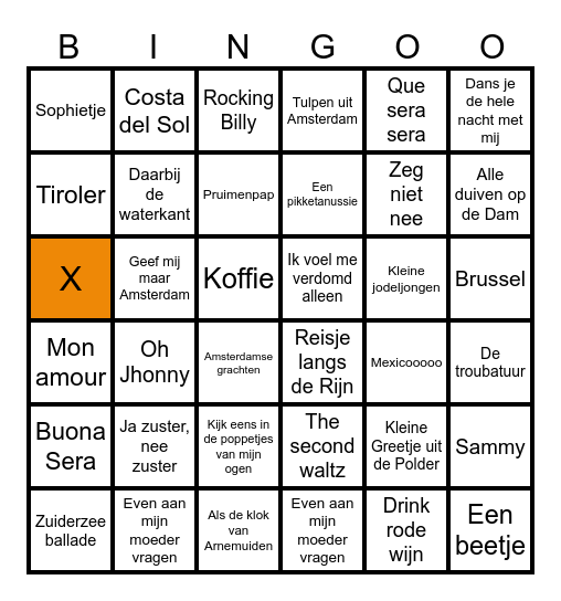 Muziekbingo de Kwelder Bingo Card