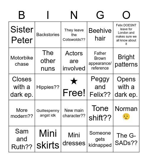 Father Brown S14 Bingo Card
